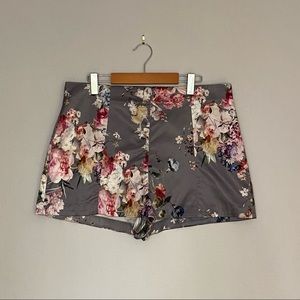 ASOS River Island High Waist Satin Floral Shorts